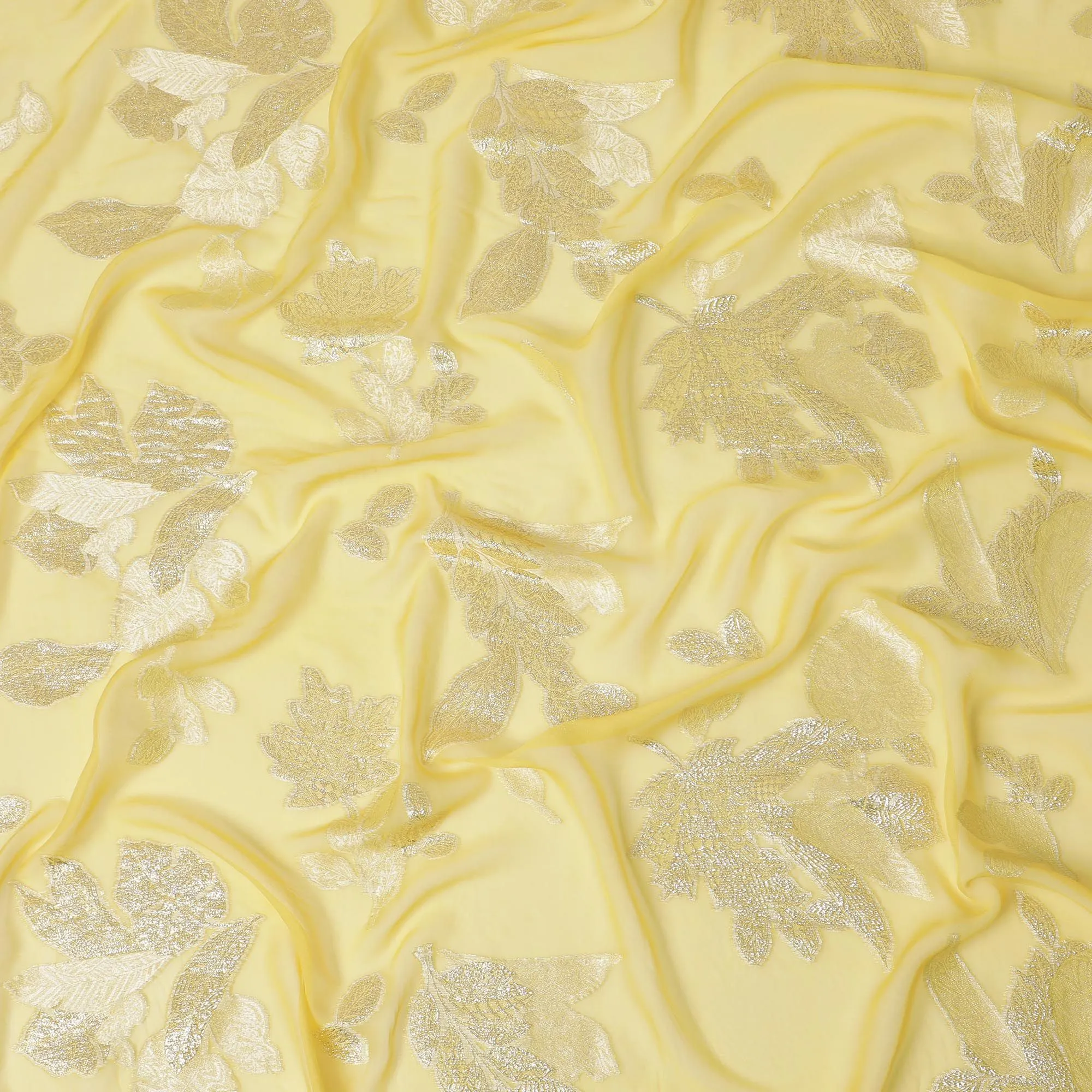 Sunshine Splendor Silk Chiffon Fabric with Gold Lurex, 110cm Wide â€“ Radiant Textile for Luxury Apparel-D18386