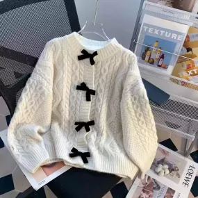 Sweetie Bow Buttons Delicate Cardigan
