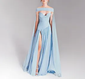 The Shoulder Line Light Blue Dress