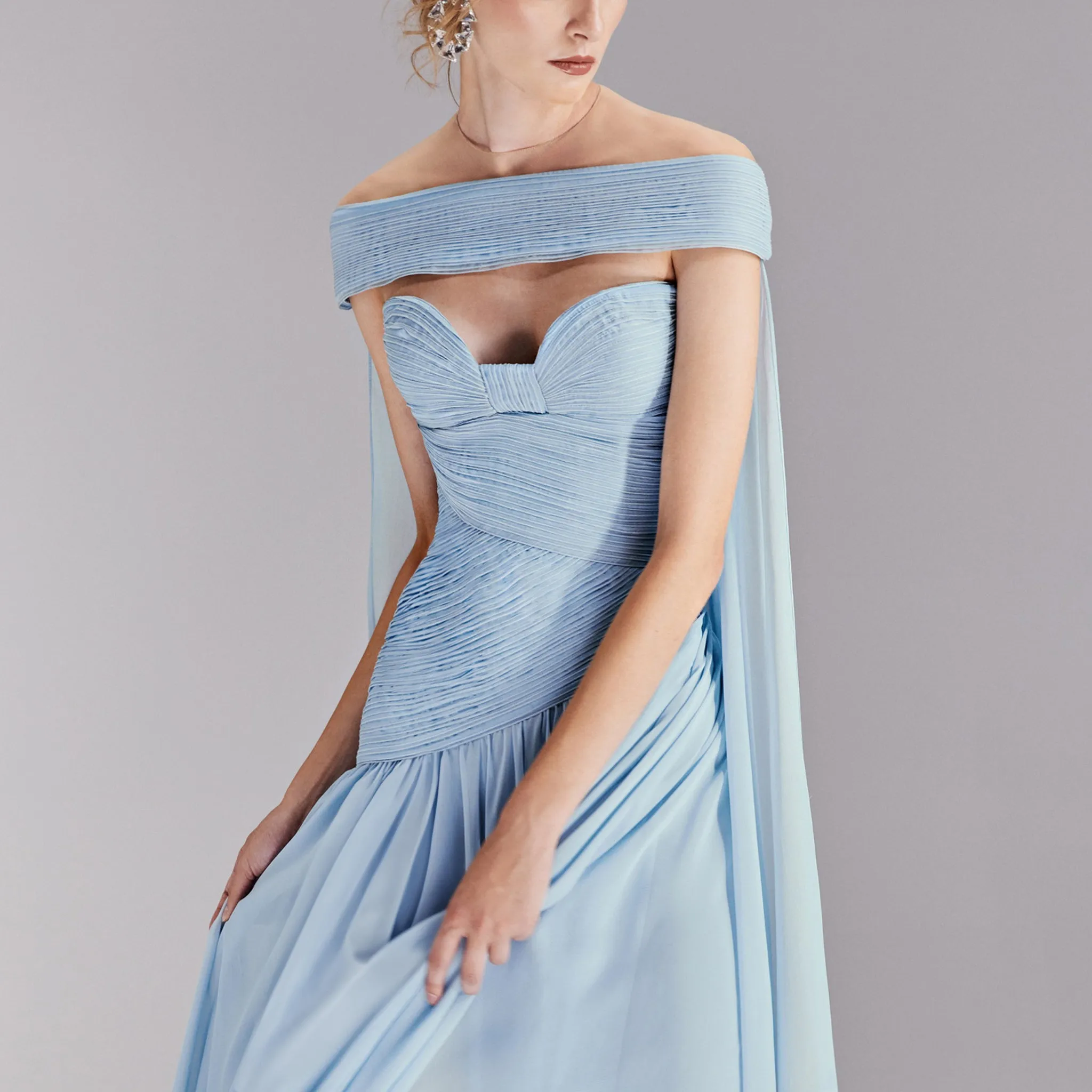 The Shoulder Line Light Blue Dress