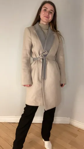 Theory Belted Two-Toned Wool Coat - M