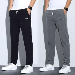 Thin ice silk pants for men, business men, casual pants, trendy straight leg loose sports pants