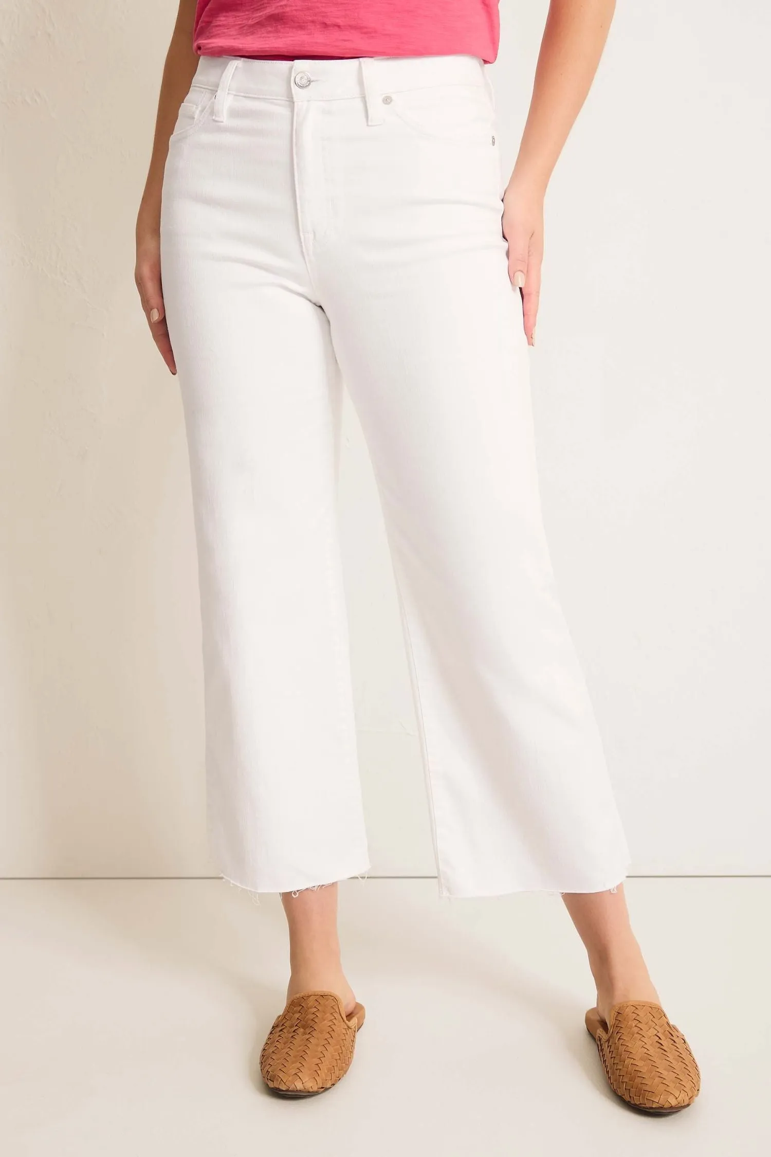 Tommy Bahama Ella Twill High-Rise Cropped Wide-Leg Pants - Style SW121066