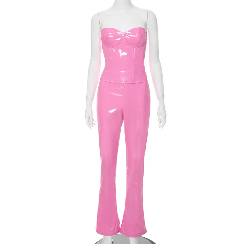 Trendy Mirror PU Two-Piece Set