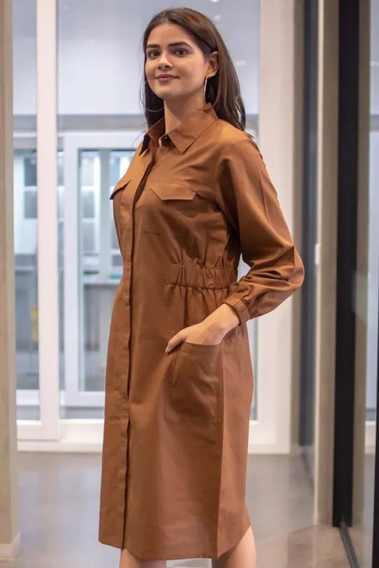 Trixie Parka Dress - Brown