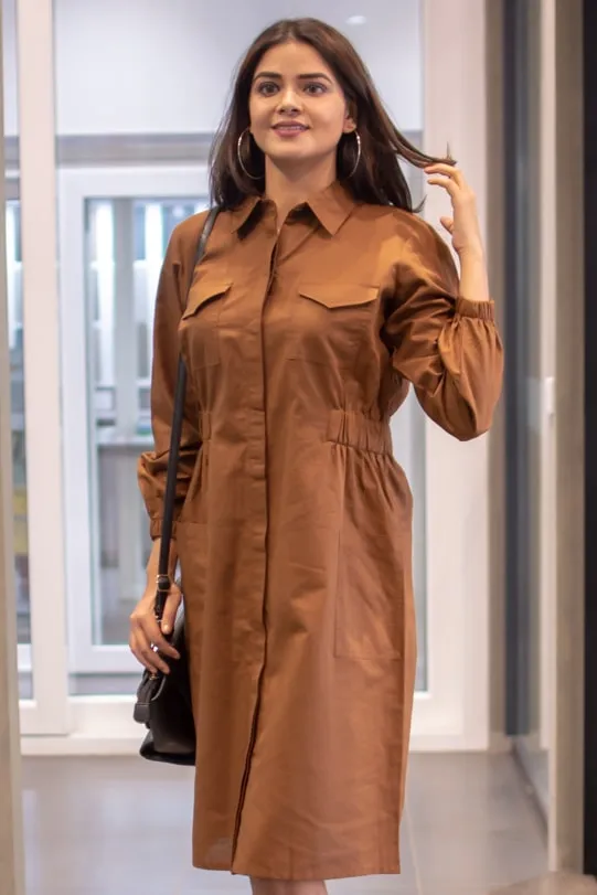 Trixie Parka Dress - Brown