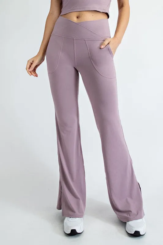 V Waist Flared Yoga Pants With Pockets