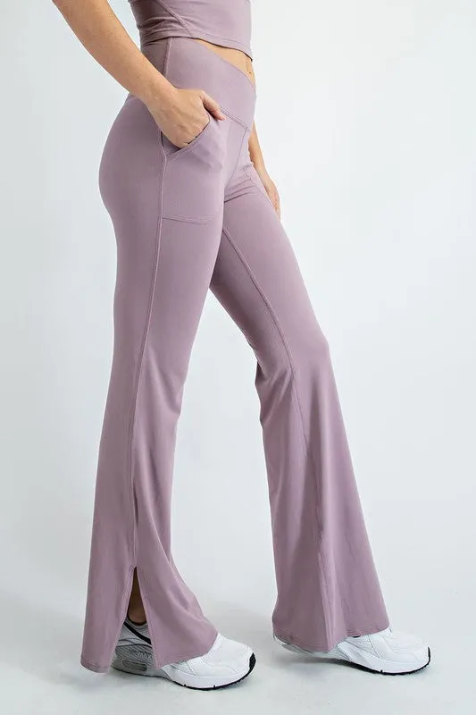 V Waist Flared Yoga Pants With Pockets