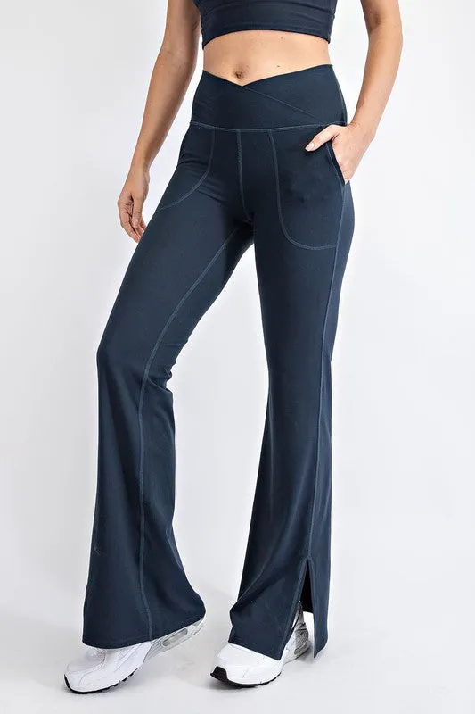 V Waist Flared Yoga Pants With Pockets