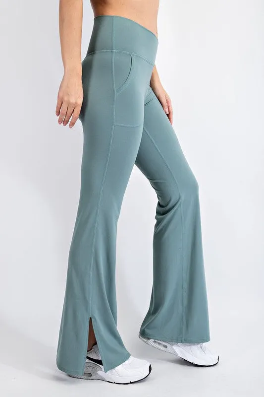 V Waist Flared Yoga Pants With Pockets