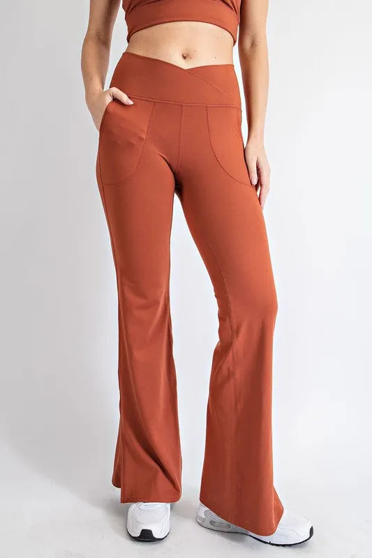 V Waist Flared Yoga Pants With Pockets