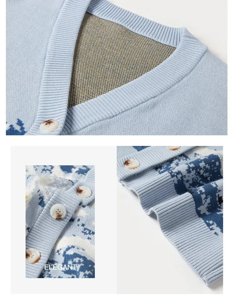 Van Gogh Print Winter Cardigan