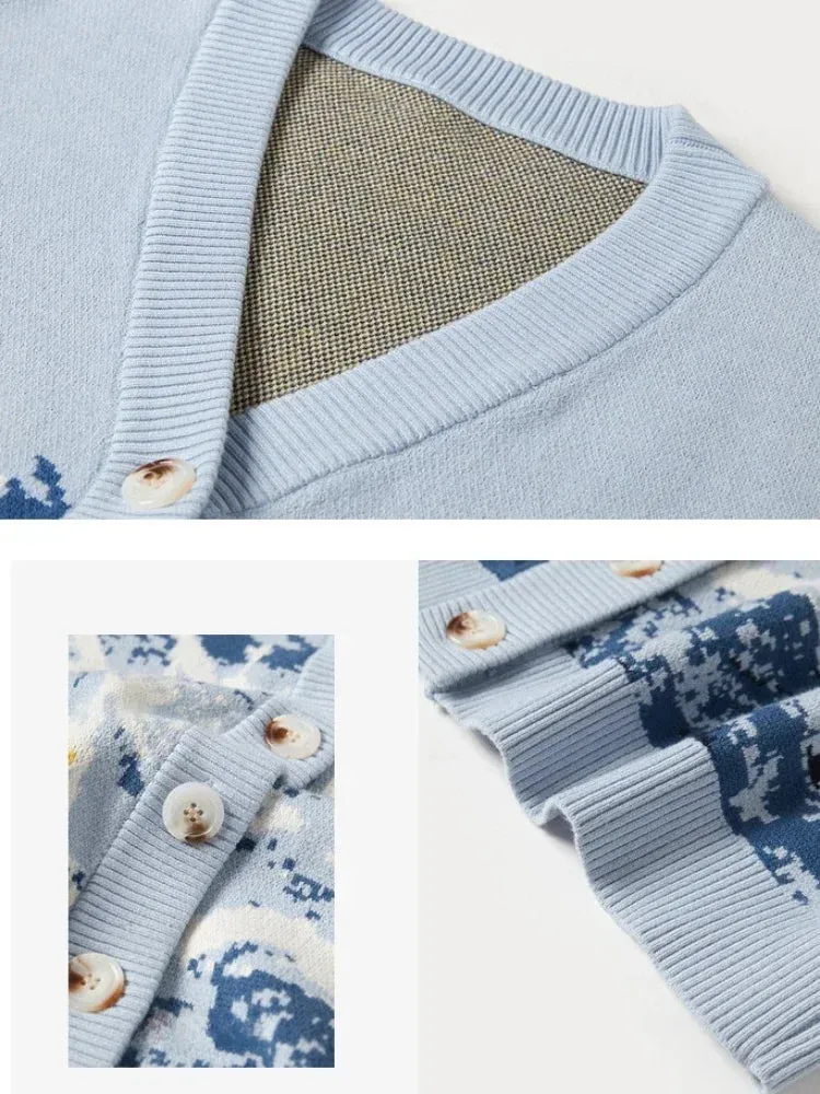 Van Gogh Print Winter Cardigan