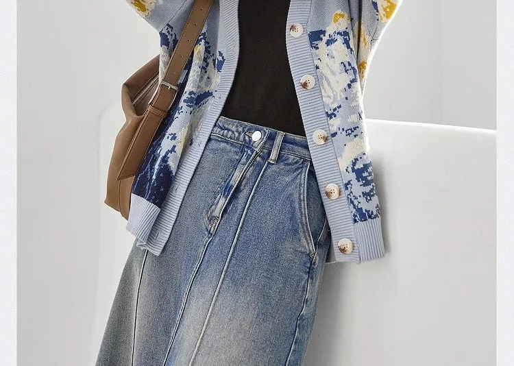 Van Gogh Print Winter Cardigan