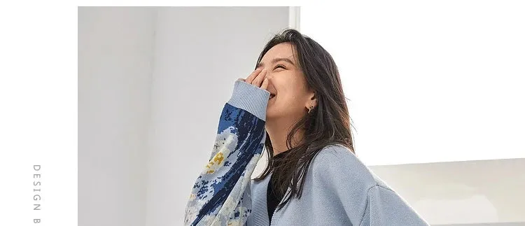 Van Gogh Print Winter Cardigan