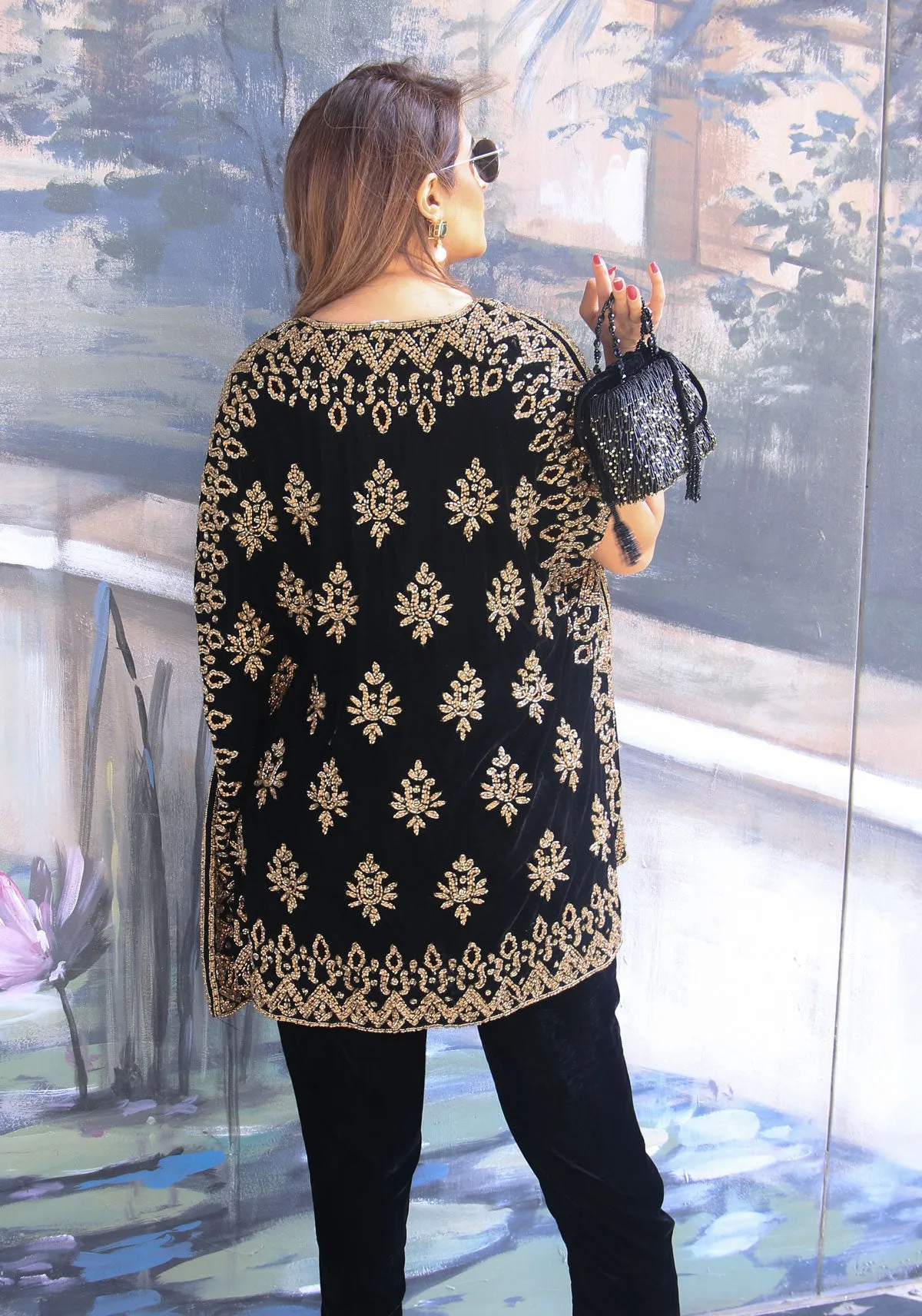 Velvet Black & Gold Cape