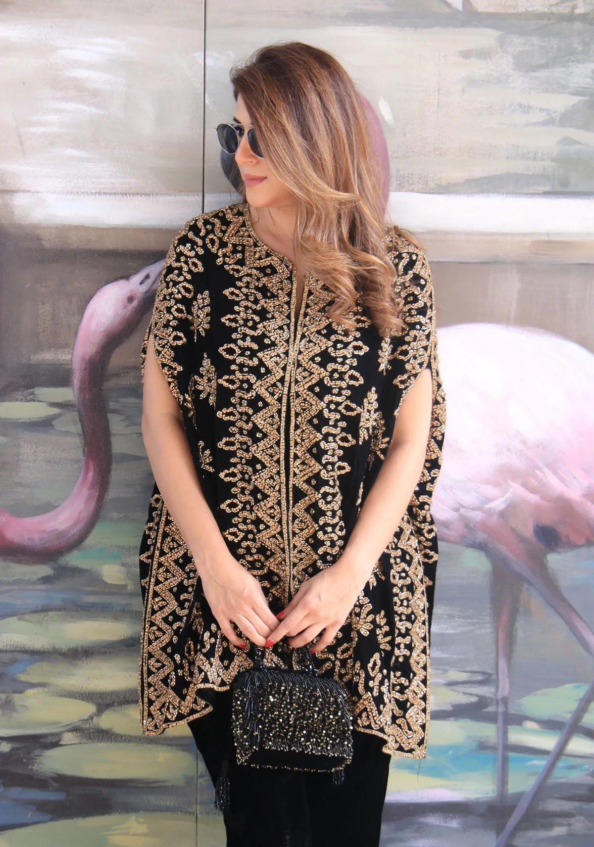 Velvet Black & Gold Cape