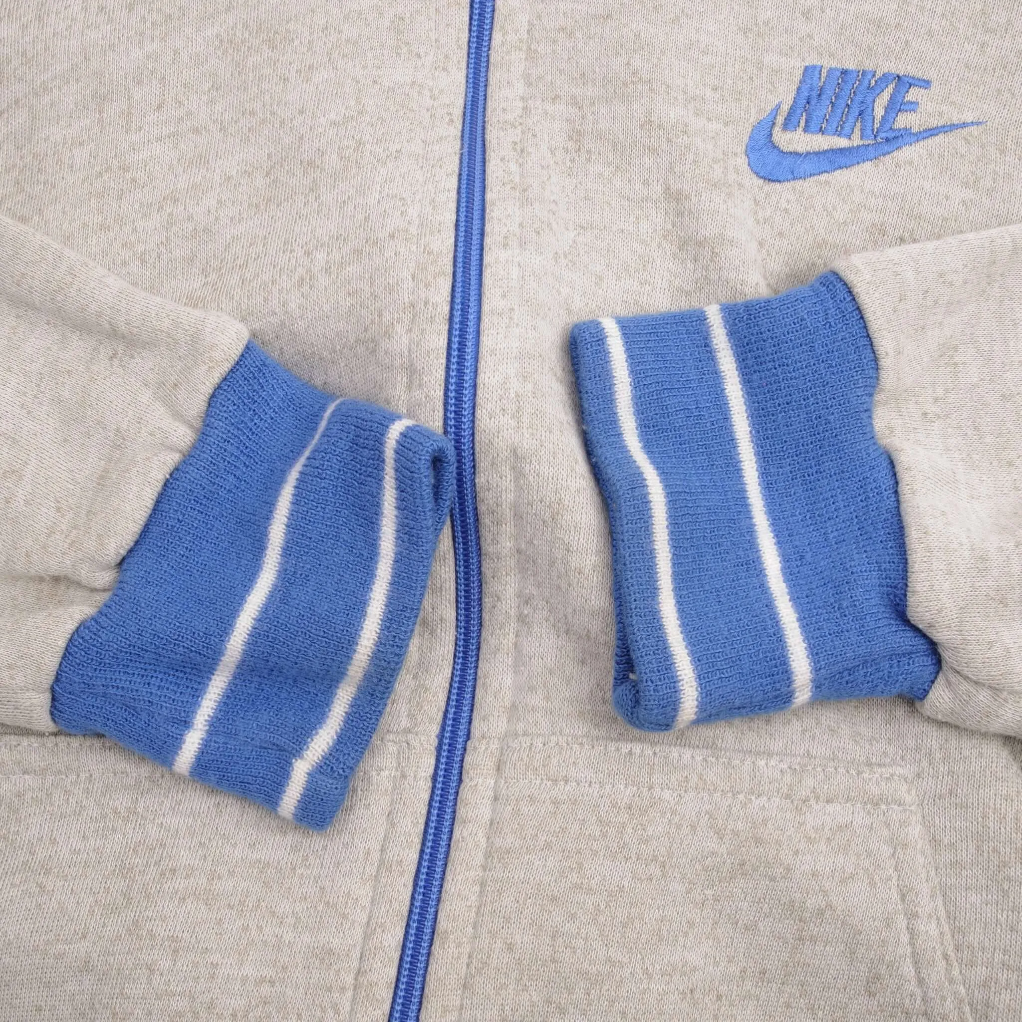 VINTAGE NIKE CLASSIC SWOOSH GREY FULL ZIP HOODIE SWEATSHIRT 1970S SIZE MEDIUM