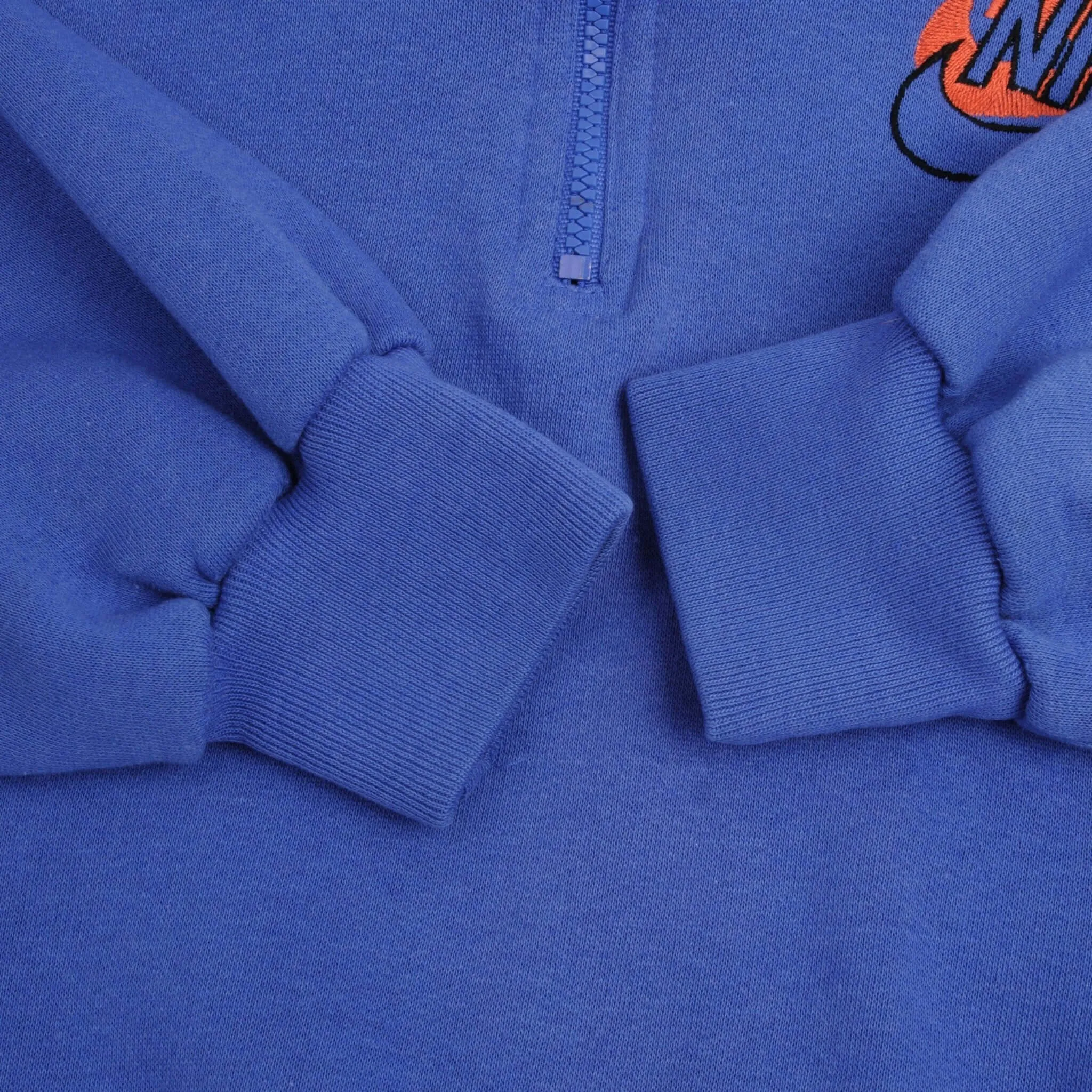 VINTAGE NIKE SPELL OUT QUARTER ZIP BLUE SWEATSHIRT 1990S SIZE MEDIUM