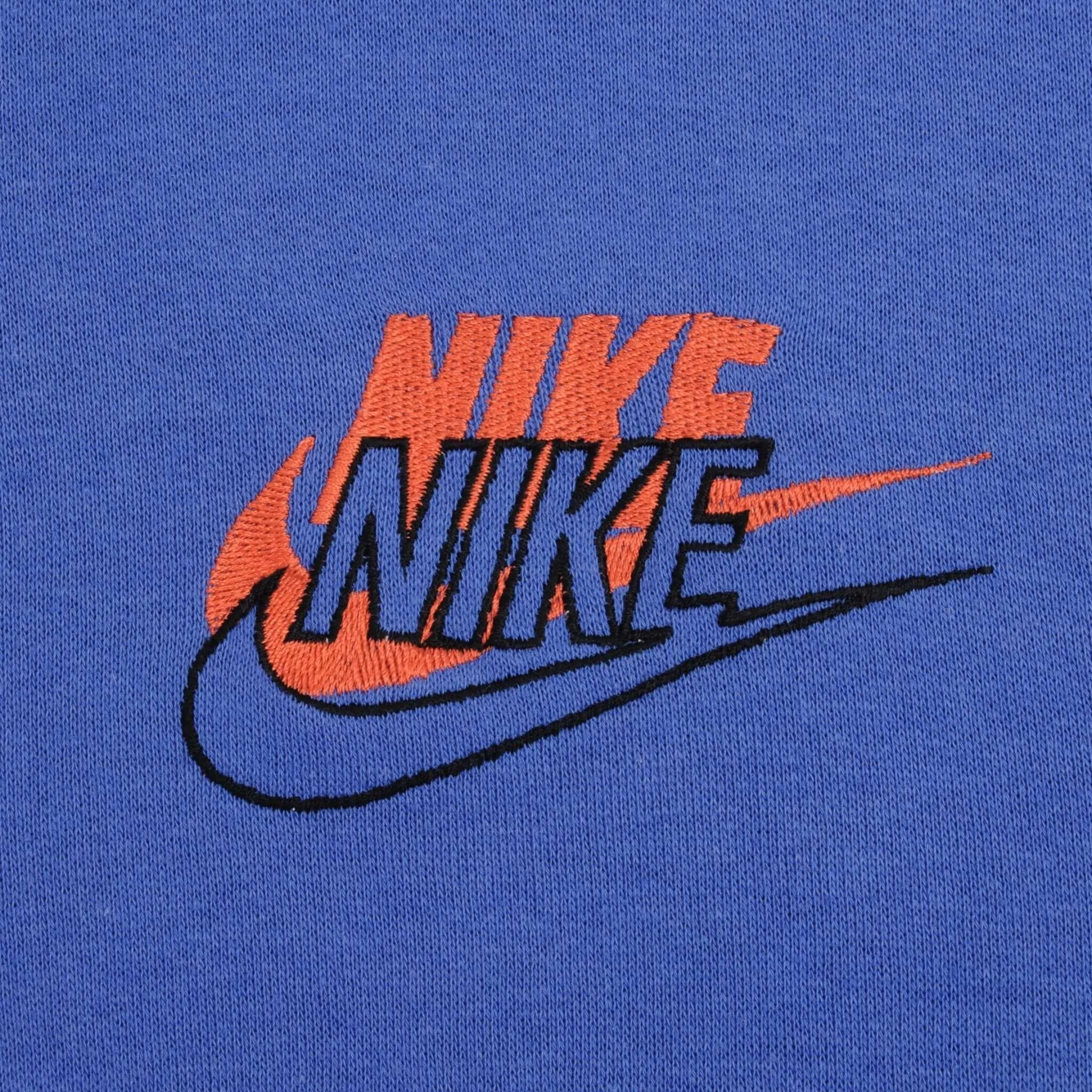VINTAGE NIKE SPELL OUT QUARTER ZIP BLUE SWEATSHIRT 1990S SIZE MEDIUM