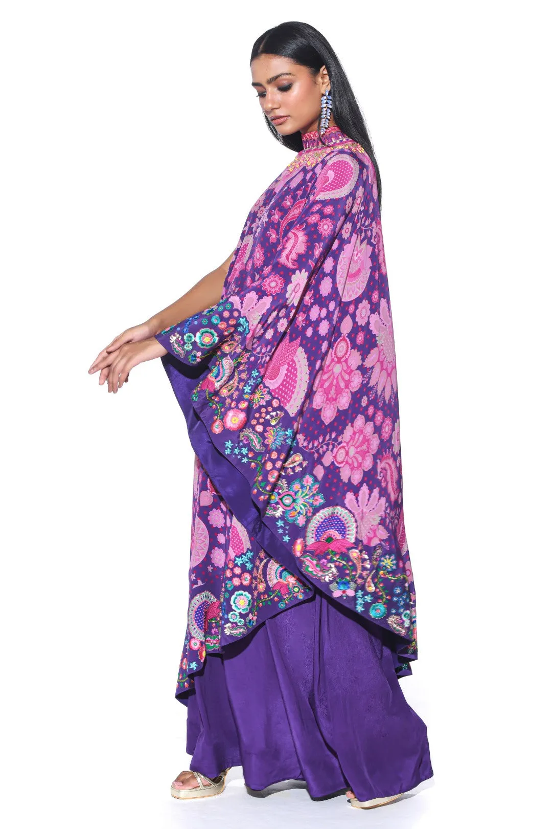 Violet Embroidered One Shoulder Dress And Jumpsuit