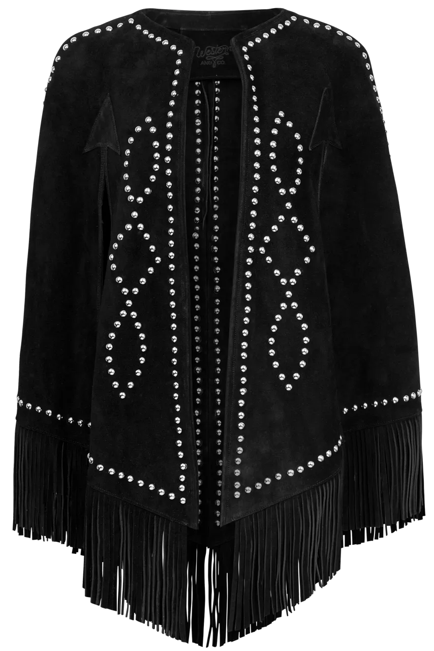 Western & Co. Midnight Studded Suede Cape