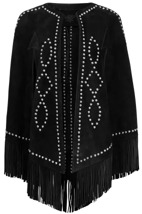 Western & Co. Midnight Studded Suede Cape