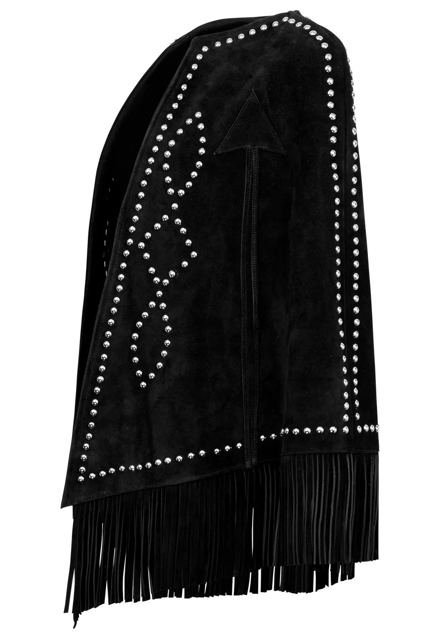 Western & Co. Midnight Studded Suede Cape