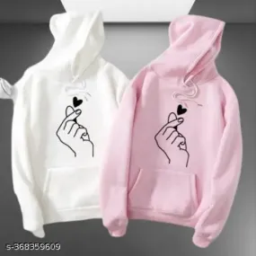White & Pink Hand Print Hoodie