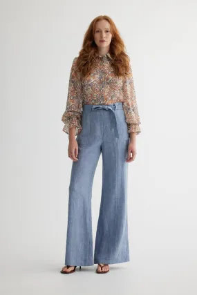 Wide leg denim pant