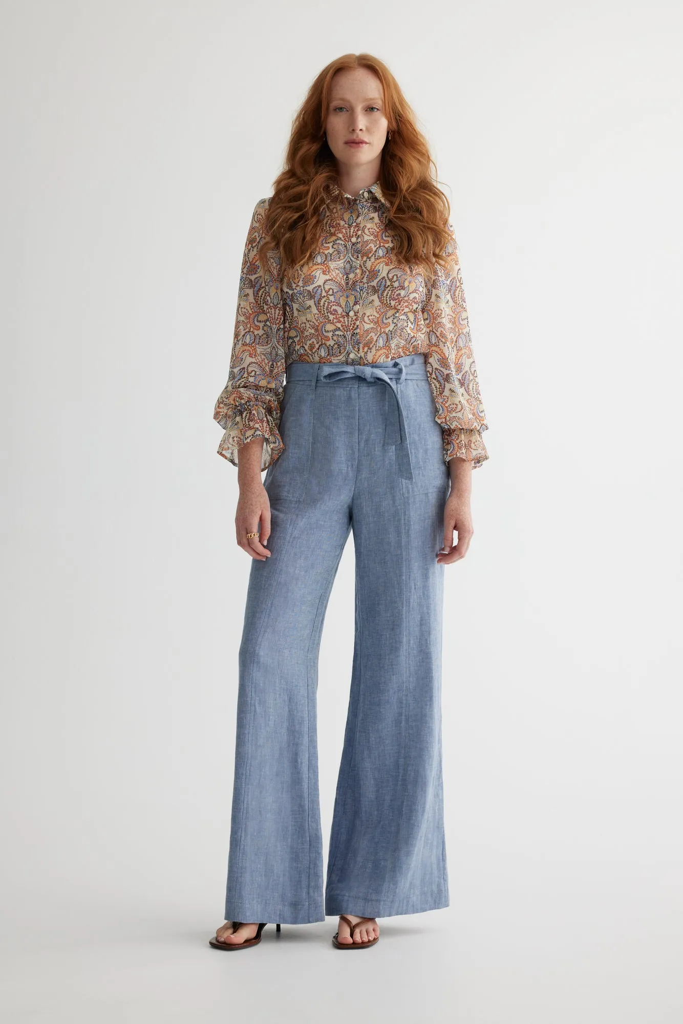 Wide leg denim pant