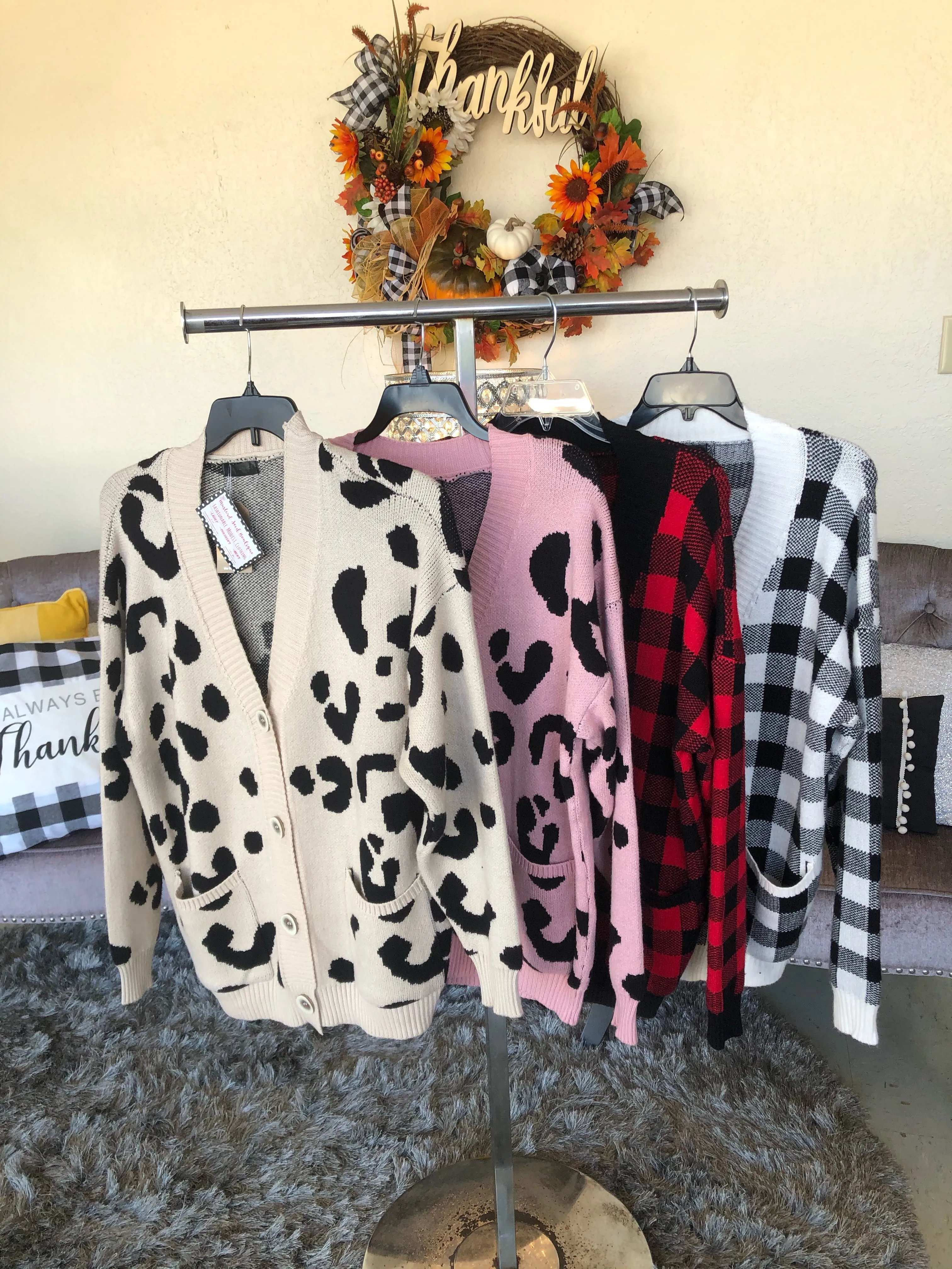 Winter White Buffalo Plaid Sweater (OS)