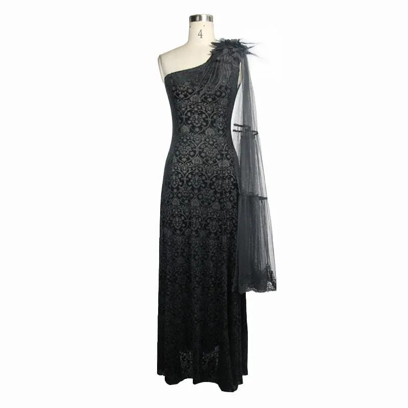 Women's Goth Punk One Shoulder Gown