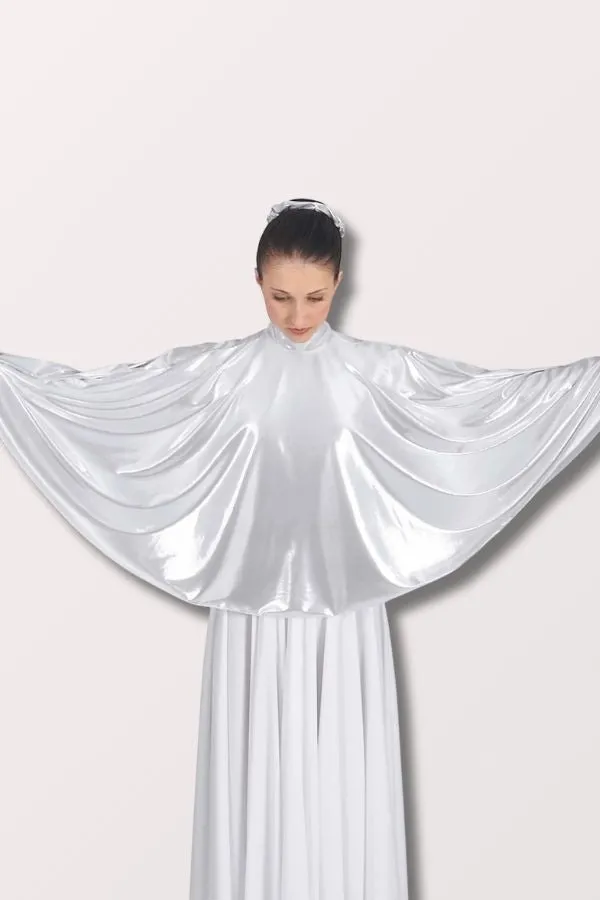 Women's Guiding Light Mock Neck Angel Praise Cape - Metallic Silver