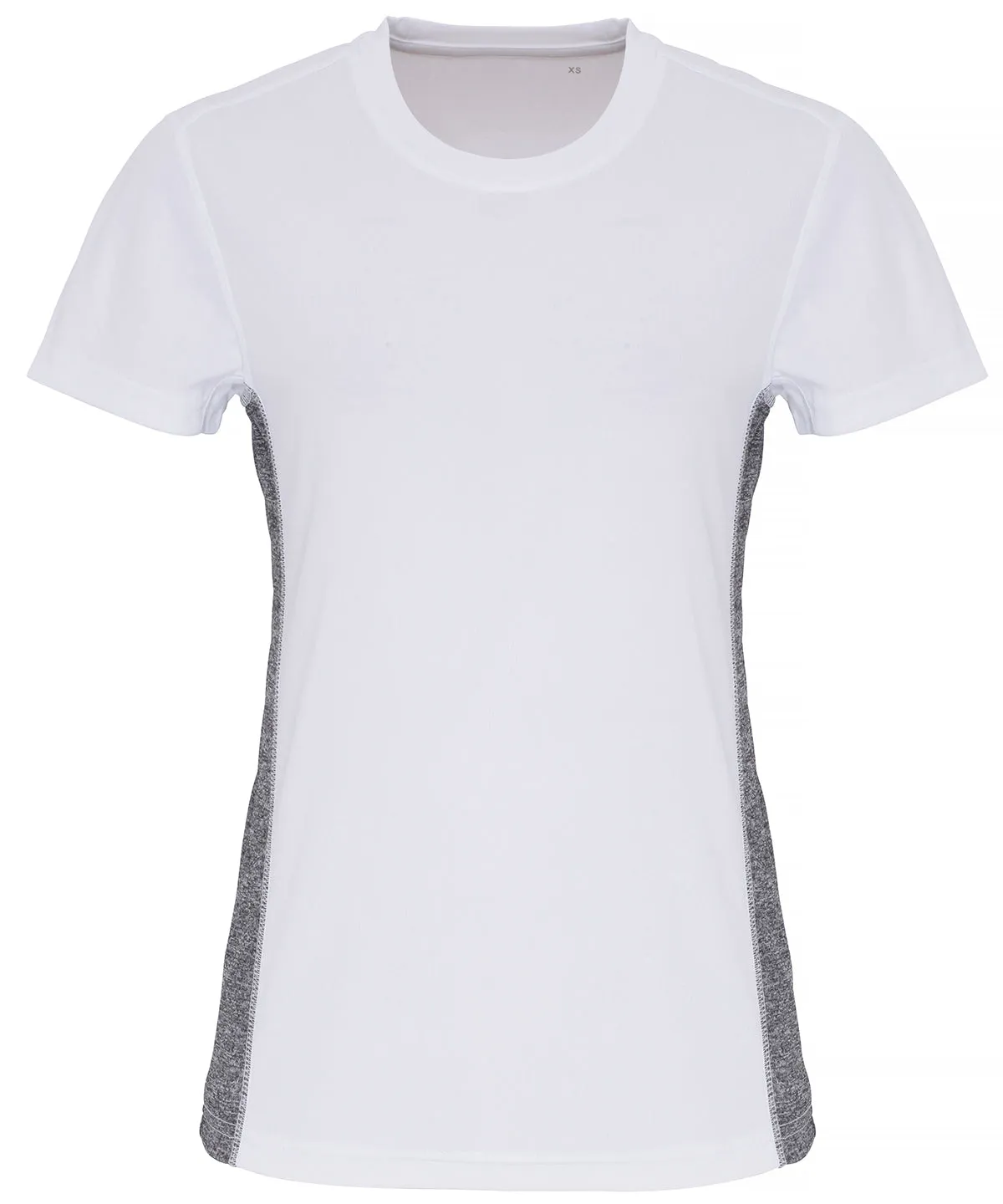 Womens TriDri® contrast panel performance t-shirt | White/Black Melange