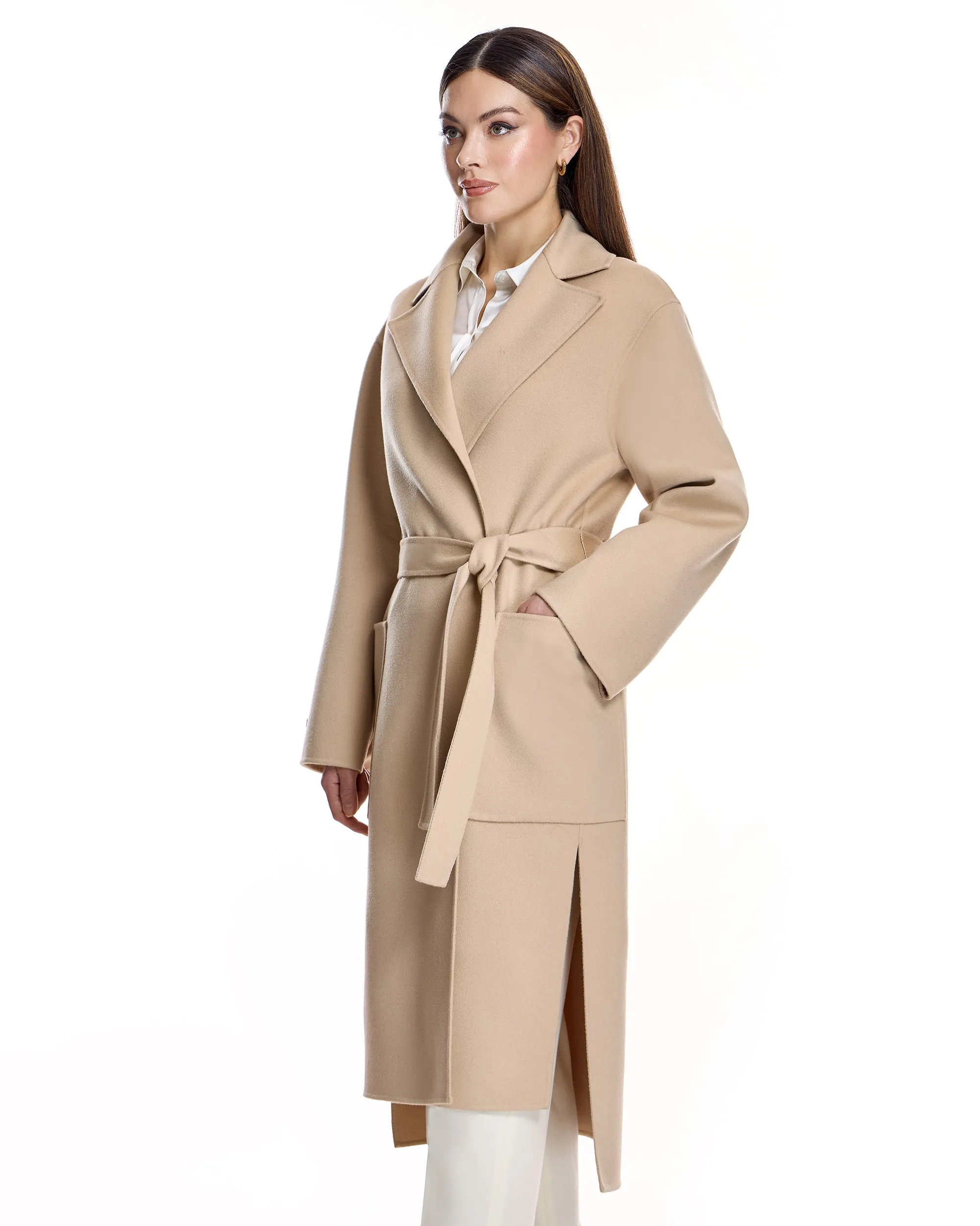 Wool blend Belted Trench Coat