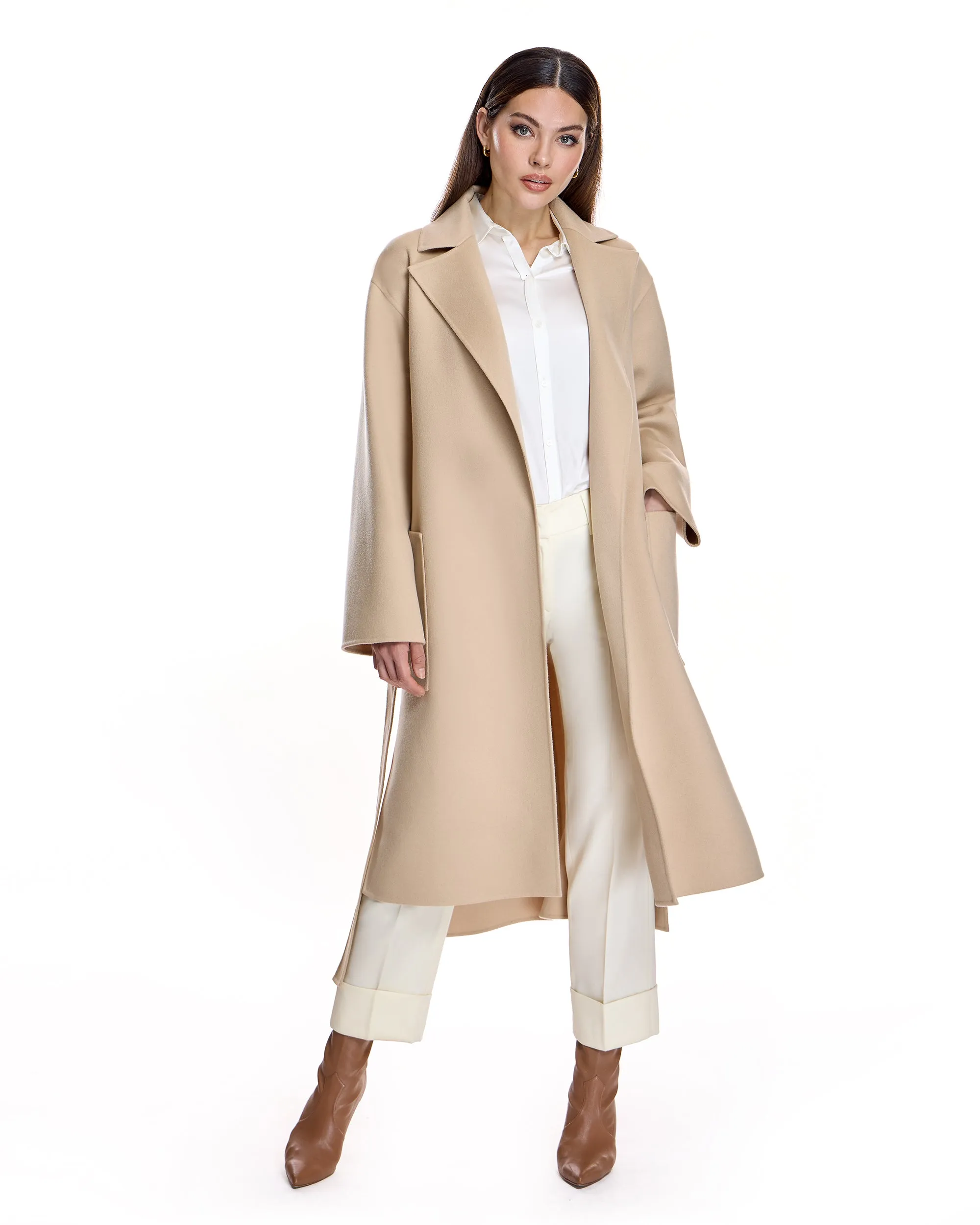 Wool blend Belted Trench Coat