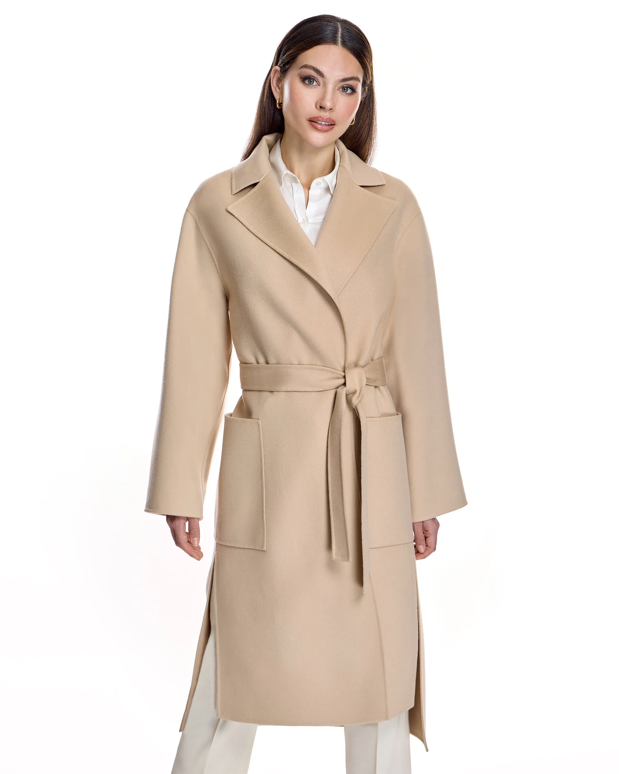 Wool blend Belted Trench Coat