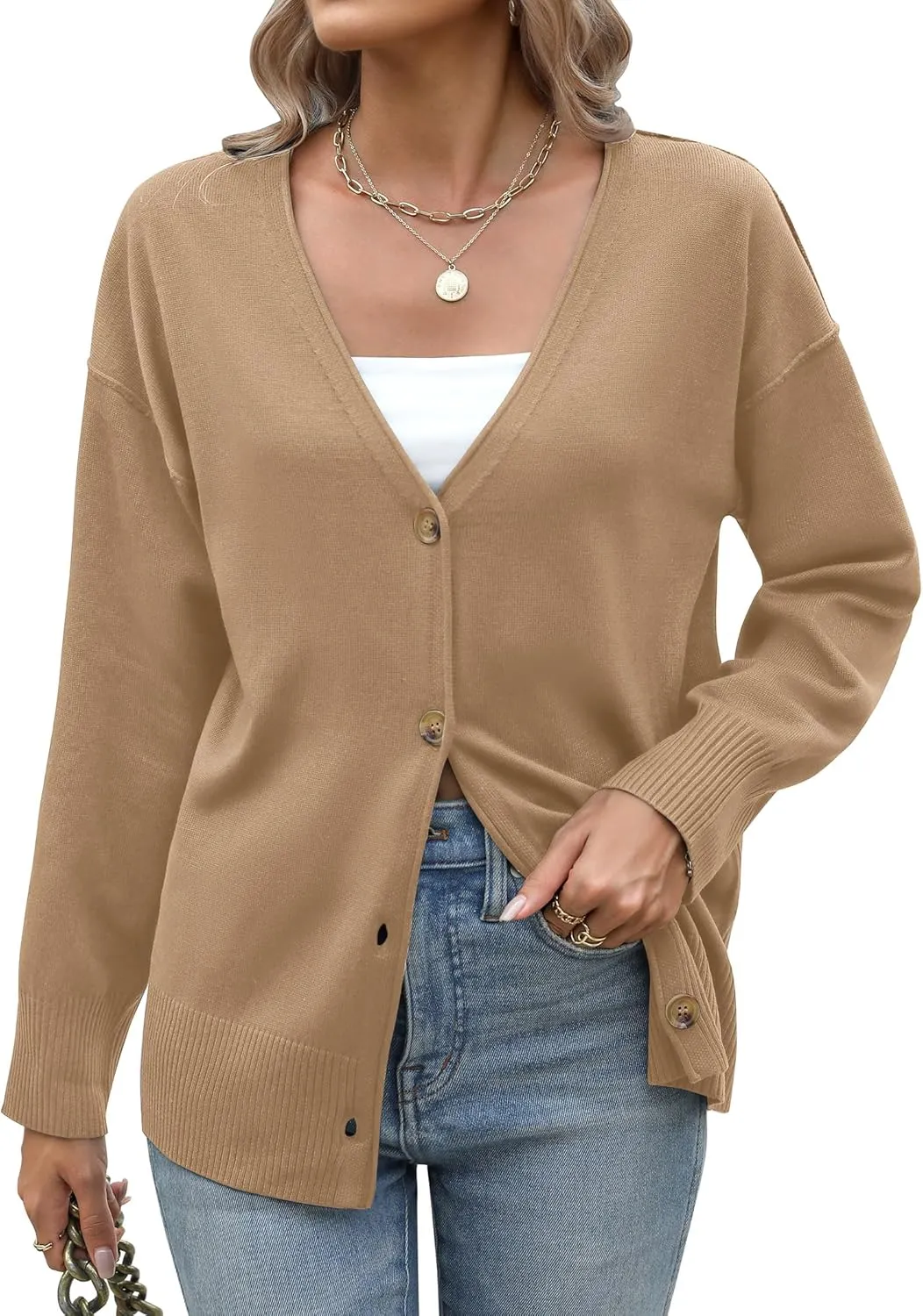 Zeagoo Women's Oversized Button Sweaters Open Front Cardigans